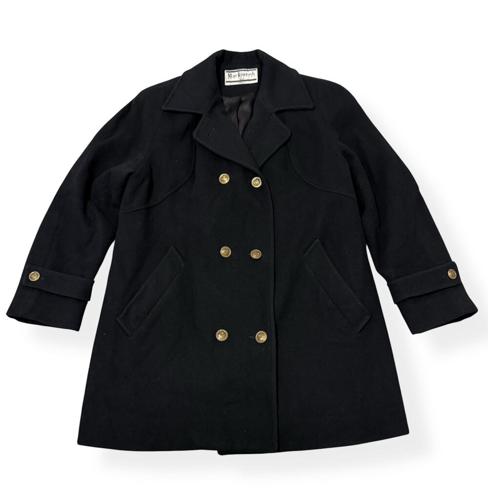 Mackintosh Pure Wool coat Blend Black Pea Size 9 USA Double Breast